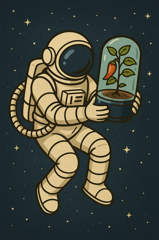 NASA Astronaut with Hot Pepper Plant