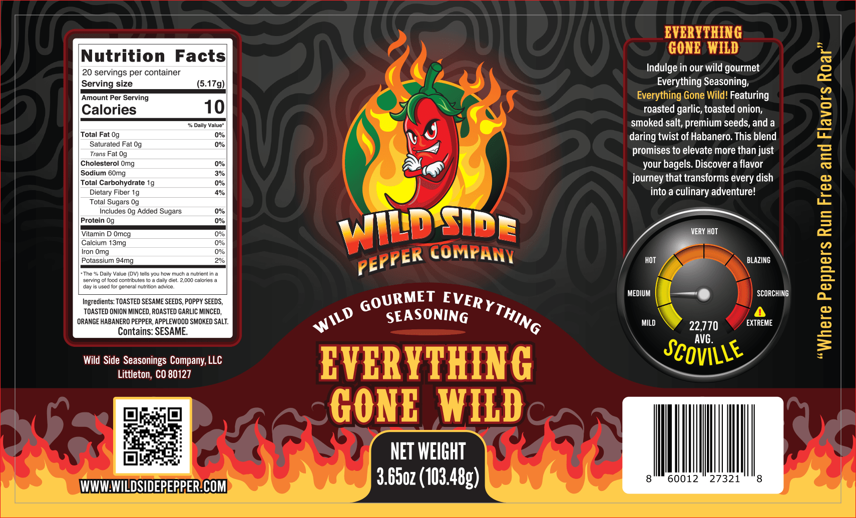 Featuring roasted garlic, toasted onion, smoked salt, premium toasted sesame seeds, poppy seeds and a daring twist of Habanero. This blend promises to elevate more than just your bagels.