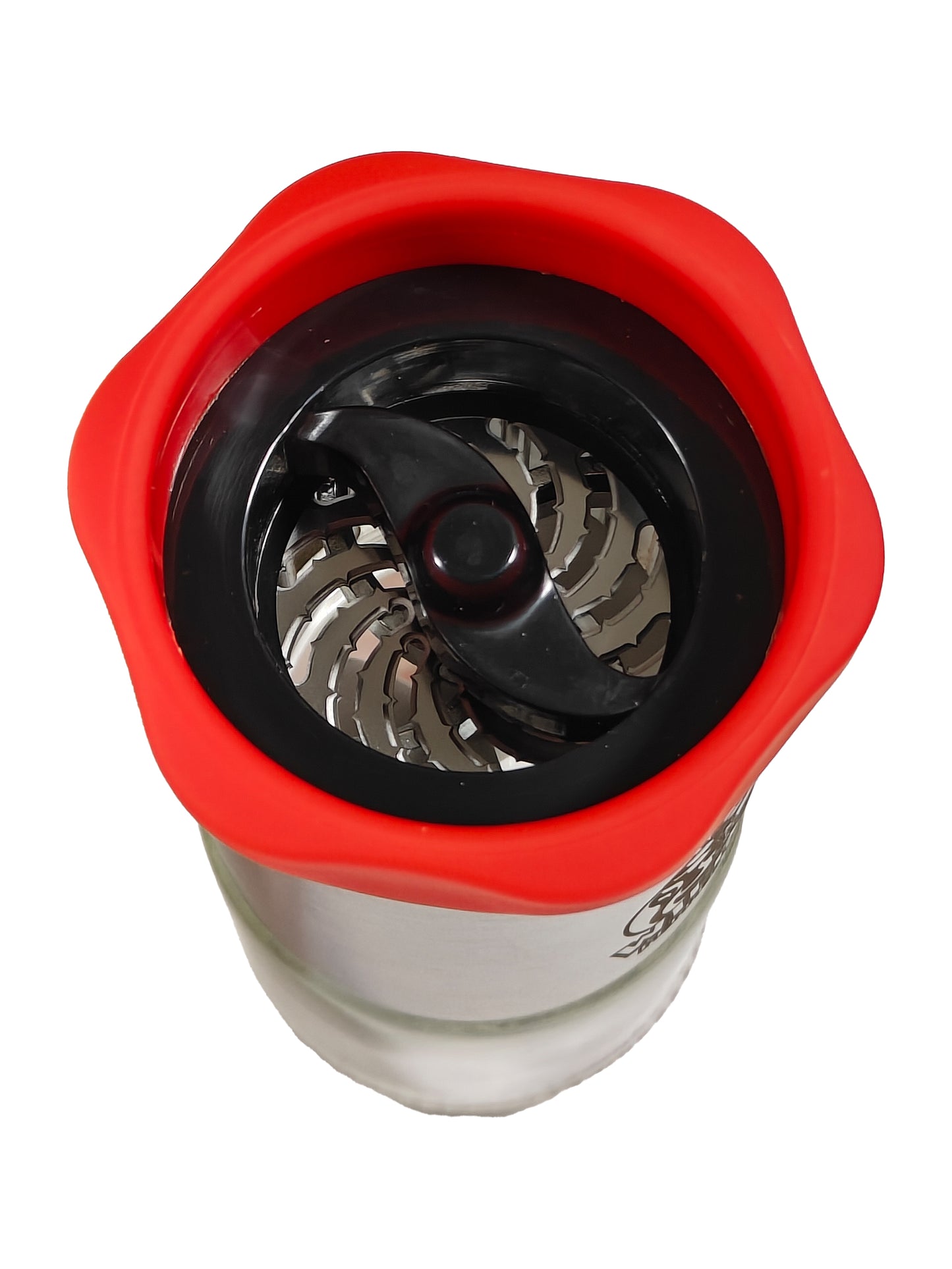 Wild Side Pepper Company - Pepper grinder with red lid and metal top with stainless steel cutting blades