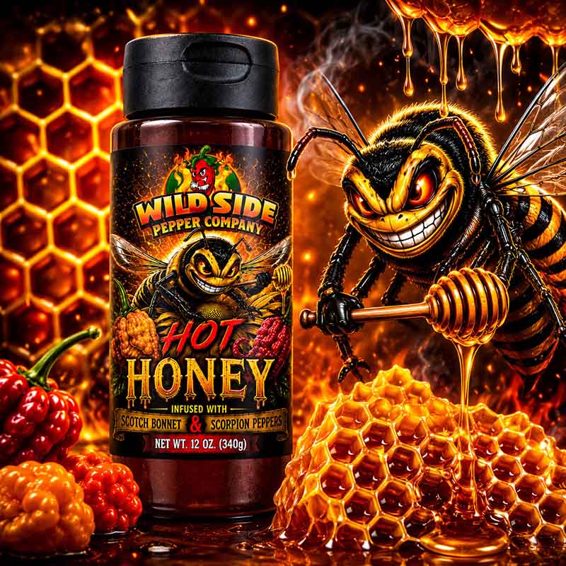 Wild Side HOT Honey infused with Scotch Bonnet and Scorpion peppers