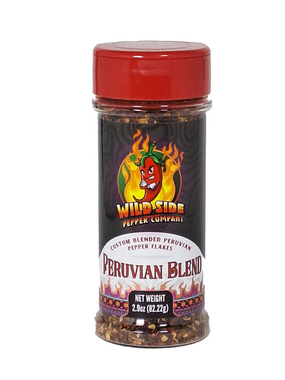 Peruvian Blend pepper jar with red lid and Wild Side Pepper Company
