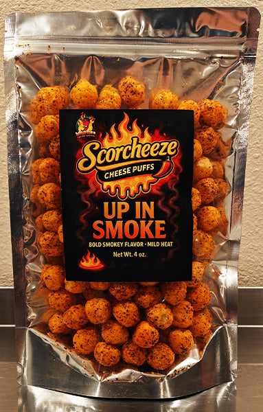 Scorcheeze Up In Smoke - Smokey Cheese Puffs - Medium Heat - Smokey Cheese Balls
