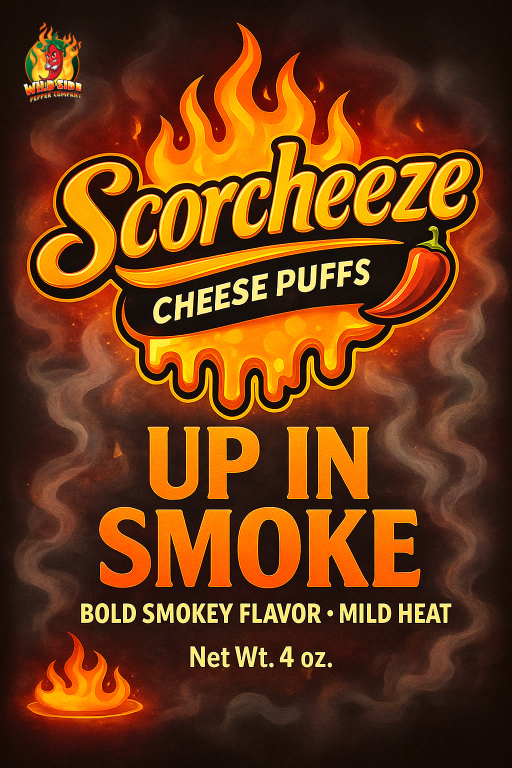 Scorcheeze Up In Smoke - Smokey Cheese Puffs - Medium Heat - Smokey Cheese Balls