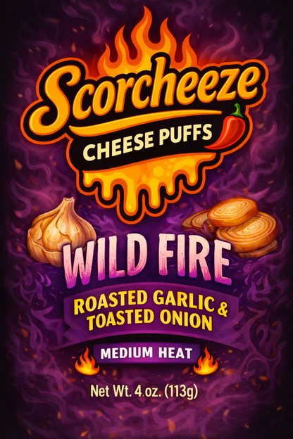Medium HOT - WILD FIRE - Scorcheeze Cheese Puffs - Cheese Balls